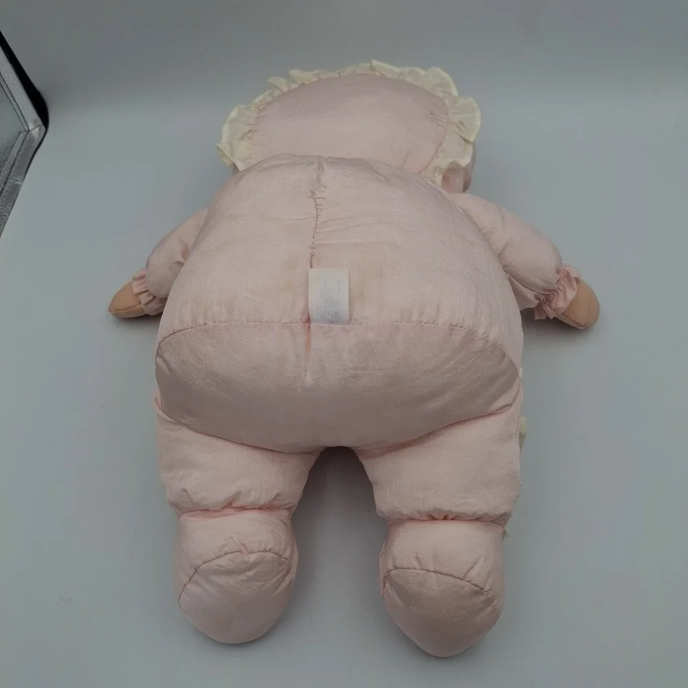 Nylon Dandee Soft VTG Expressions My First Baby Doll Rattle Plush Toy Light Pink
